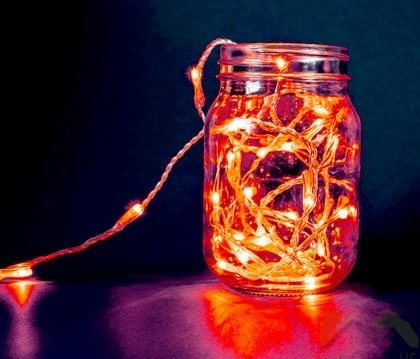 Glowing mason jar