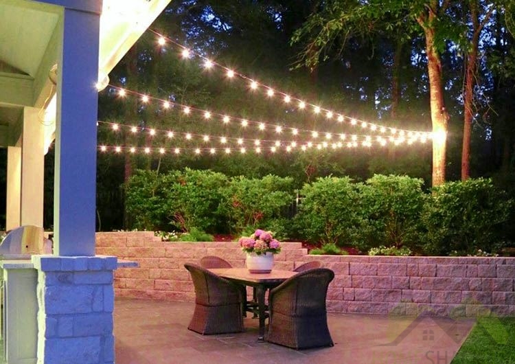 Deck and patio lights in the garden