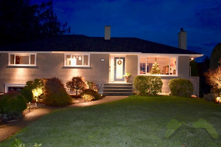 Illuminated house and garden